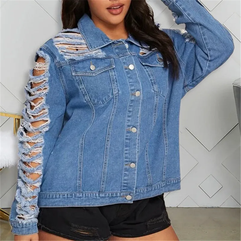 Revolt Vintage Slim Fit Distressed Plus Size Denim Jacket Castello Clothing Line
