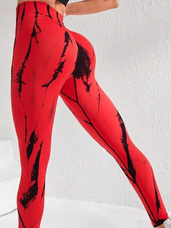 ElectricWave High-Rise Ribbed Tie-Dye Leggings leggings Castello Clothing Line