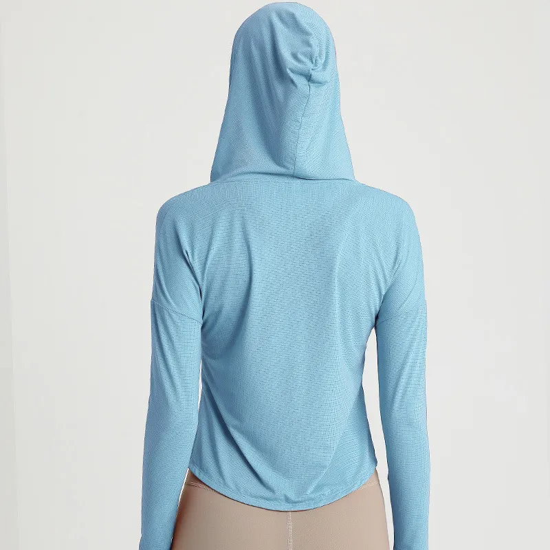 Fifi Long Sleeve Textured Hooded V-Neck Top workout tops and t-shirts Castello Clothing Line
