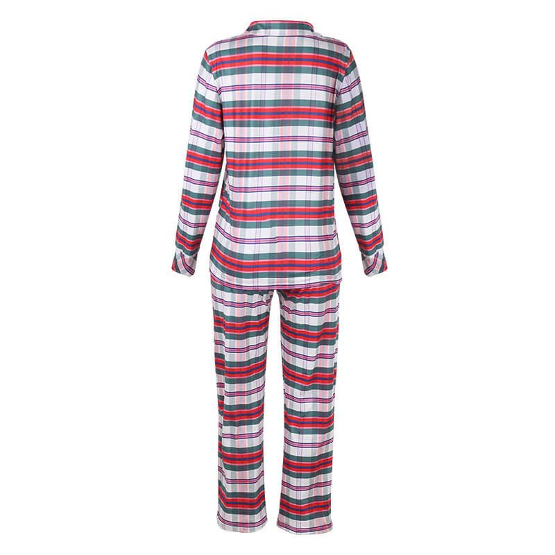 Dream Haven Plaid Long Sleeve Button-Up Pajama Set Castello Clothing Line