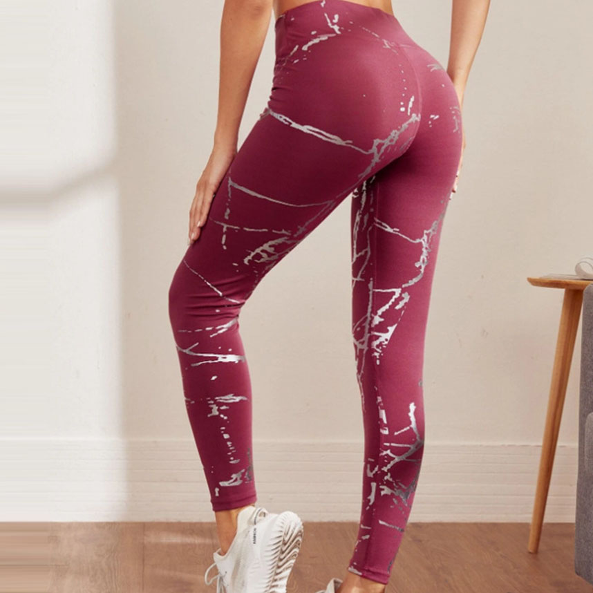 Stormy High-Rise Metallic Print Compression Leggings leggings Castello Clothing Line