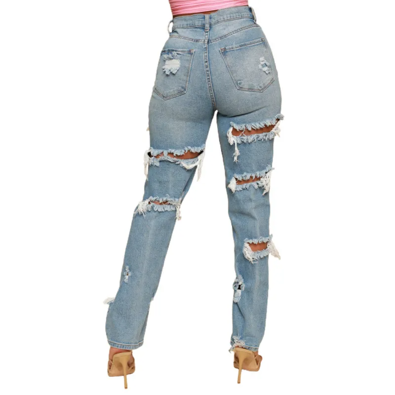 High Waist Ripped Jeans Castello Clothing Line