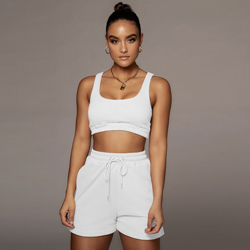 Glow Scoop Neck Crop Top & Drawstring Shorts Set Castello Clothing Line