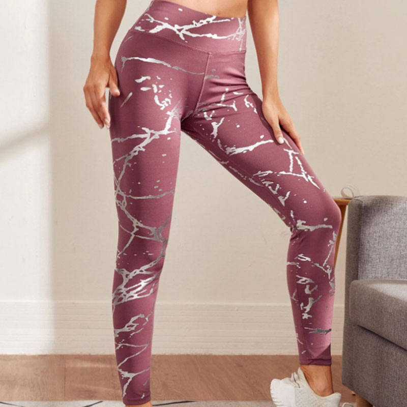 Stormy High-Rise Metallic Print Compression Leggings leggings Castello Clothing Line