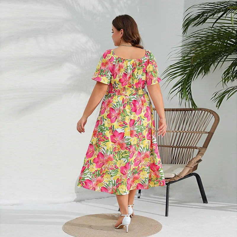 Gina Plus Floral Off-Shoulder Flowy Midi Dress midi dress Castello Clothing Line