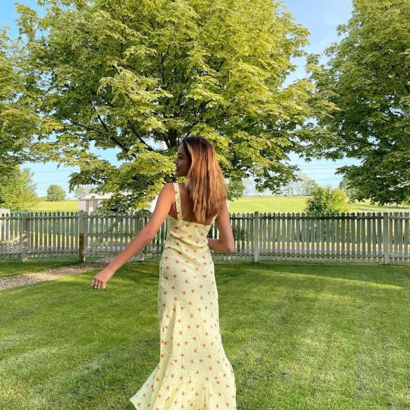 Floral Printed Chiffon Sleeveless Dress with Flowy Skirt Castello Clothing Line