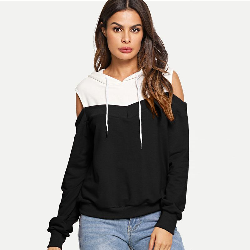 Off Duty Cold-Shoulder Hooded Sweater Castello Clothing Line