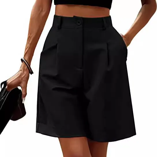 GoldenEra High Waist Pleated Tailored Shorts Castello Clothing Line
