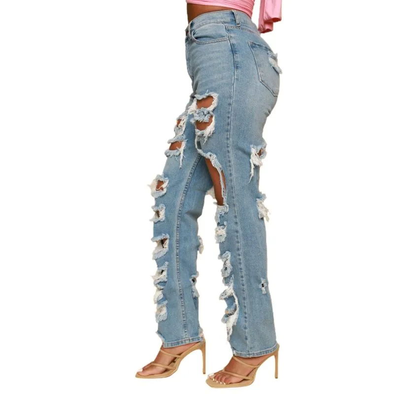 High Waist Ripped Jeans Castello Clothing Line