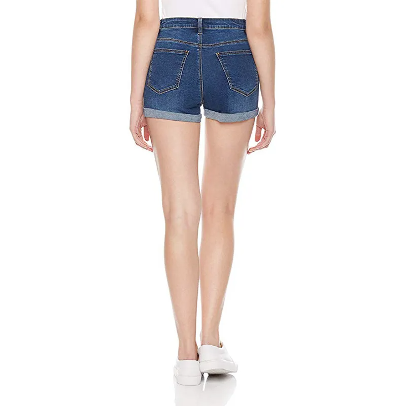 Impulse High-Waist Rolled Hem Denim Shorts Castello Clothing Line
