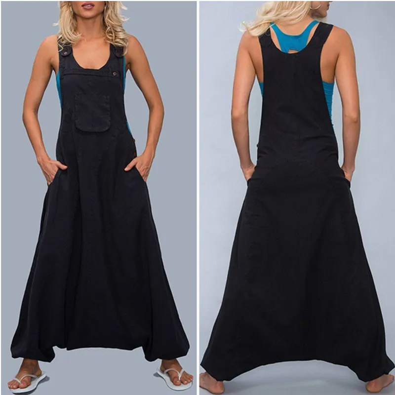 Ashley Sleeveless Relaxed Fit Harem Bib Overalls women's overalls Castello Clothing Line