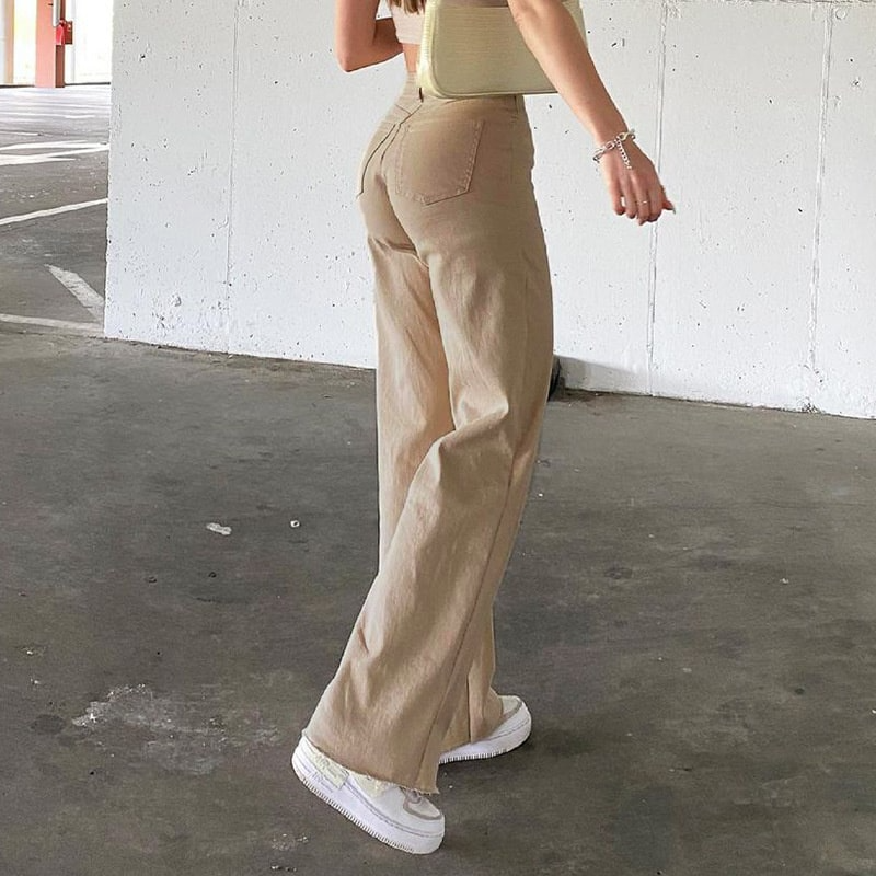 Zinnia High-Waisted Straight-Leg Denim Pants pants Castello Clothing Line