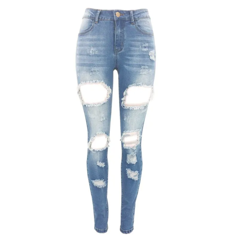 High Waist Ripped Skinny Jeans Castello Clothing Line