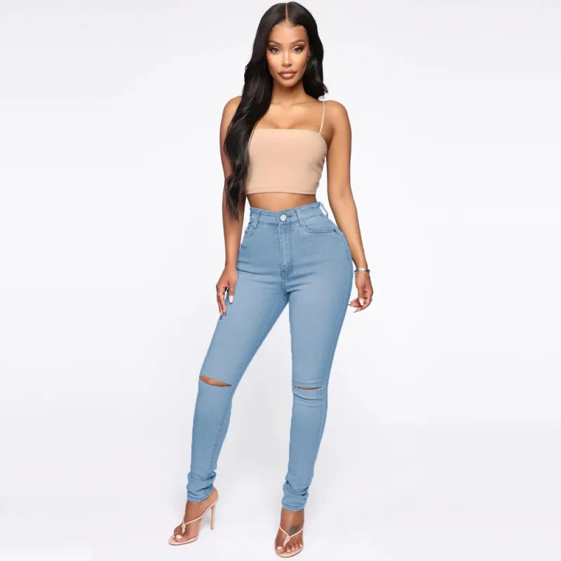 High Waist Ripped Skinny Jeans Castello Clothing Line