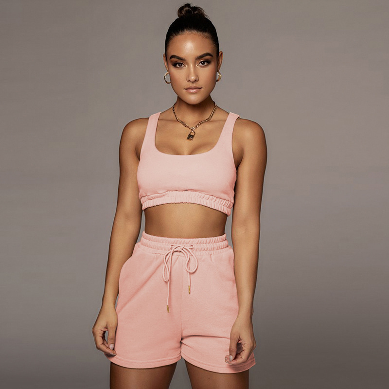 Glow Scoop Neck Crop Top & Drawstring Shorts Set Castello Clothing Line