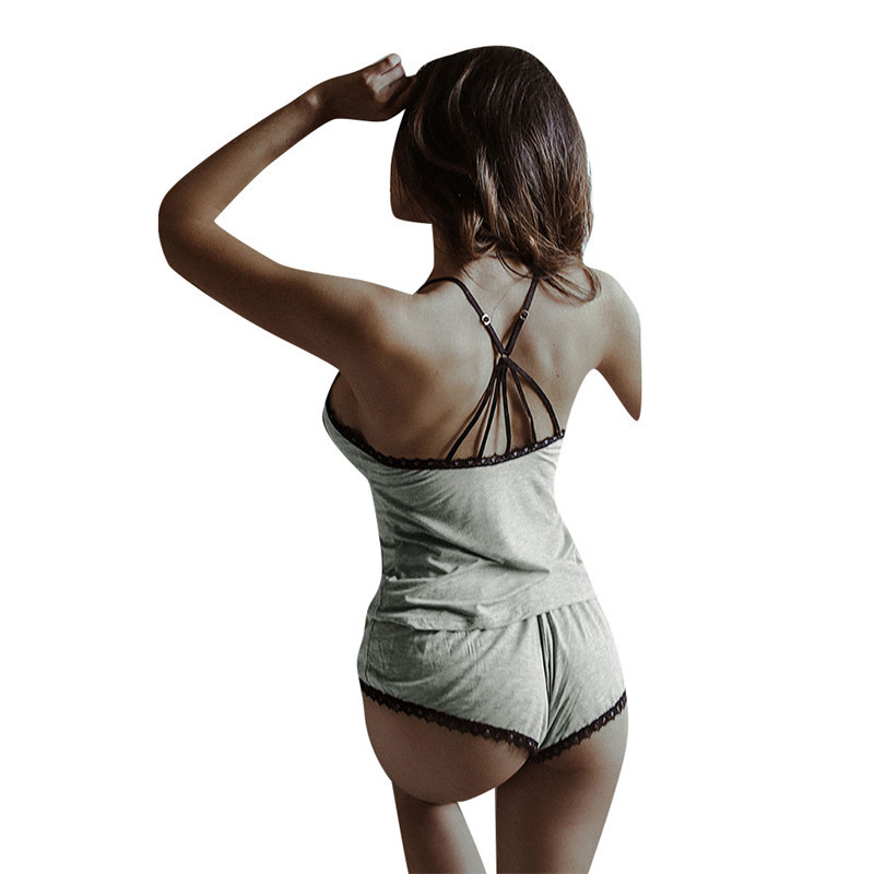 Lace Comfort Pajamas Set with Cotton/Polyester Material Castello Clothing Line