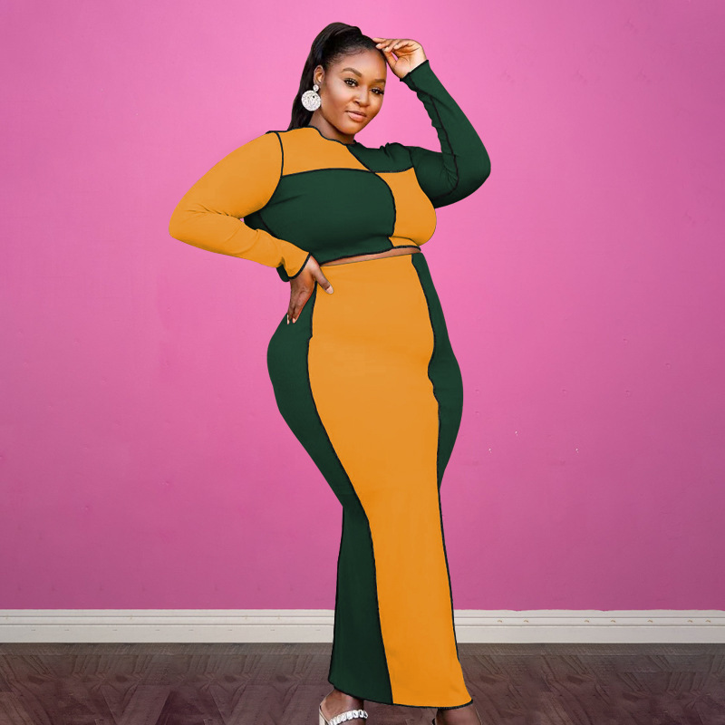 Plus Size Color Block 2-Piece Set Castello Clothing Line