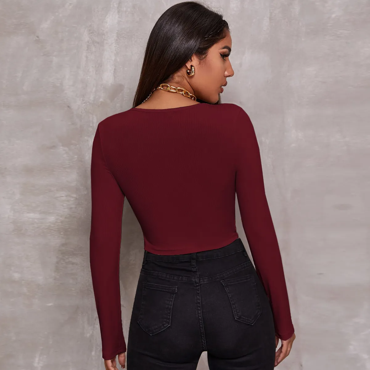 Quiver Zip Front Ribbed Cropped Long Sleeve Top Castello Clothing Line