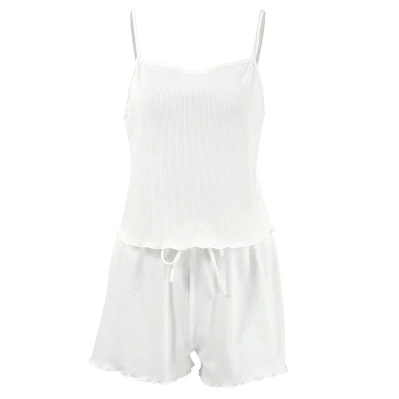 Easy Bliss Ribbed Tank Top & Drawstring Lounge Shorts Set Castello Clothing Line