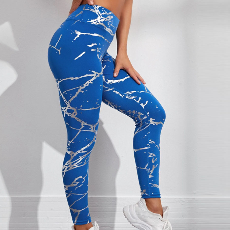 Stormy High-Rise Metallic Print Compression Leggings leggings Castello Clothing Line