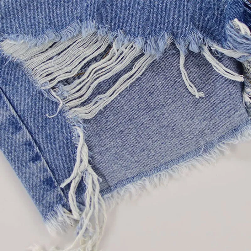 RogueWave High-Rise Ripped Cutoff Jean Shorts Castello Clothing Line
