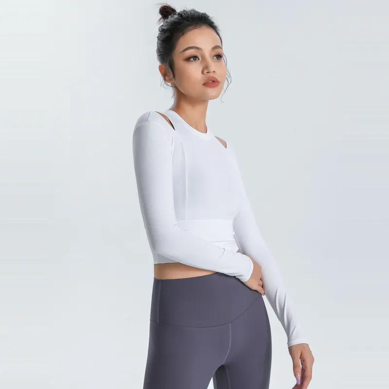 Ada Long Sleeve Cut Out Slim Fit Crop Top workout tops and t-shirts Castello Clothing Line