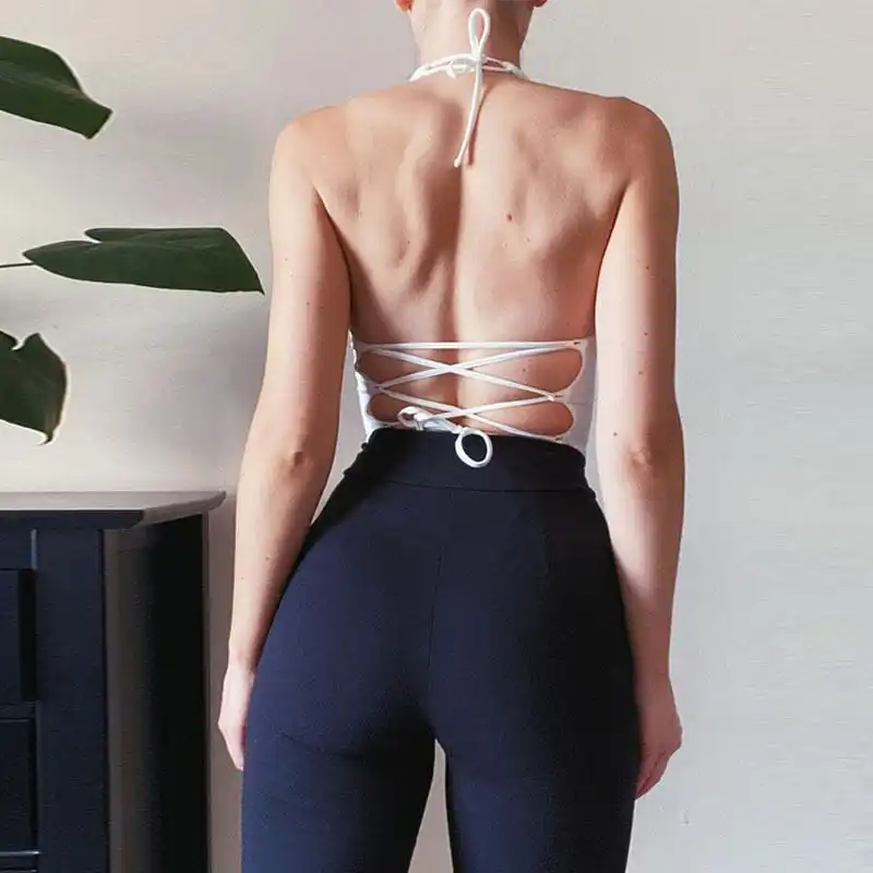 Flirt Factor Lace-Up Halter Top Castello Clothing Line