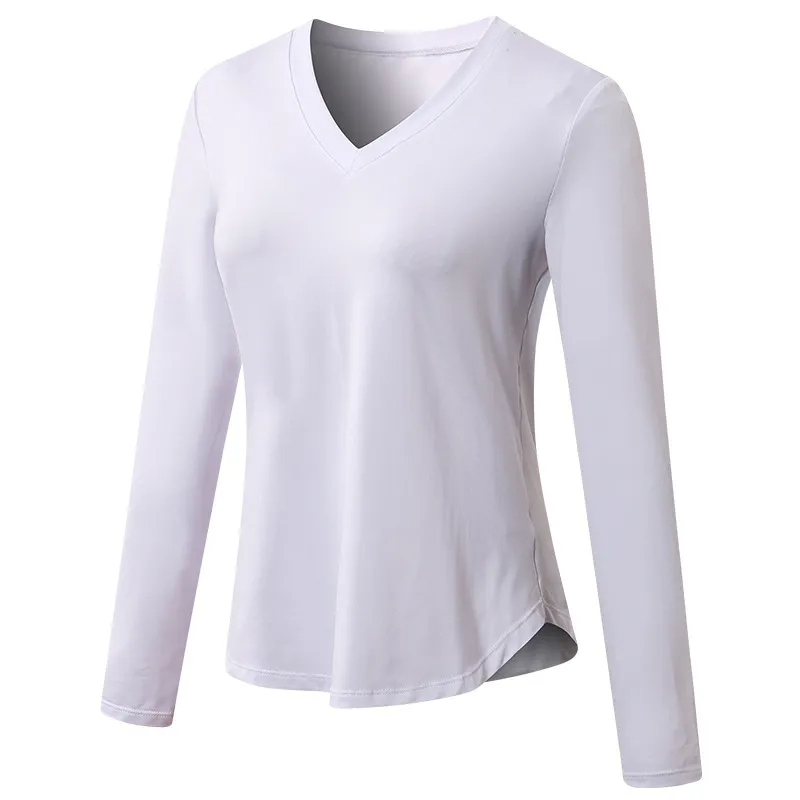 Nell Long Sleeve Lightweight V-Neck Top workout tops and t-shirts Castello Clothing Line