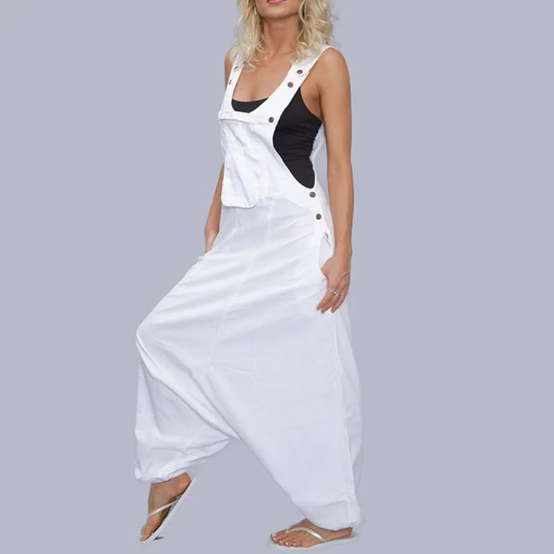 Ashley Sleeveless Relaxed Fit Harem Bib Overalls women's overalls Castello Clothing Line