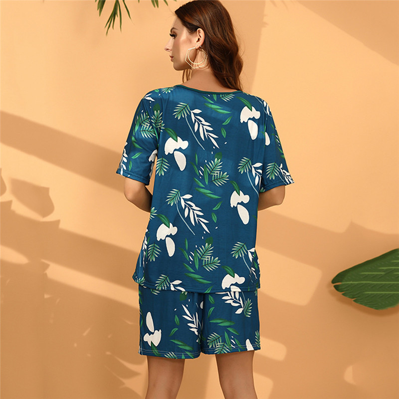 Tropical Escape Short Sleeve Top and Shorts Lounge Set Castello Clothing Line