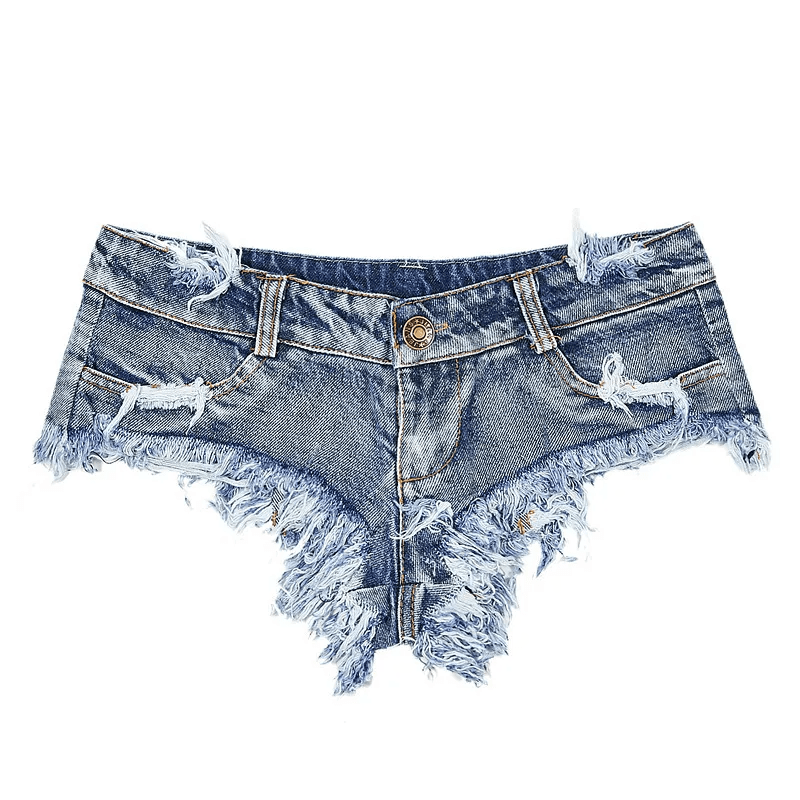 Fever Frayed Ripped Low Rise Cheeky Denim Shorts booty shorts Castello Clothing Line