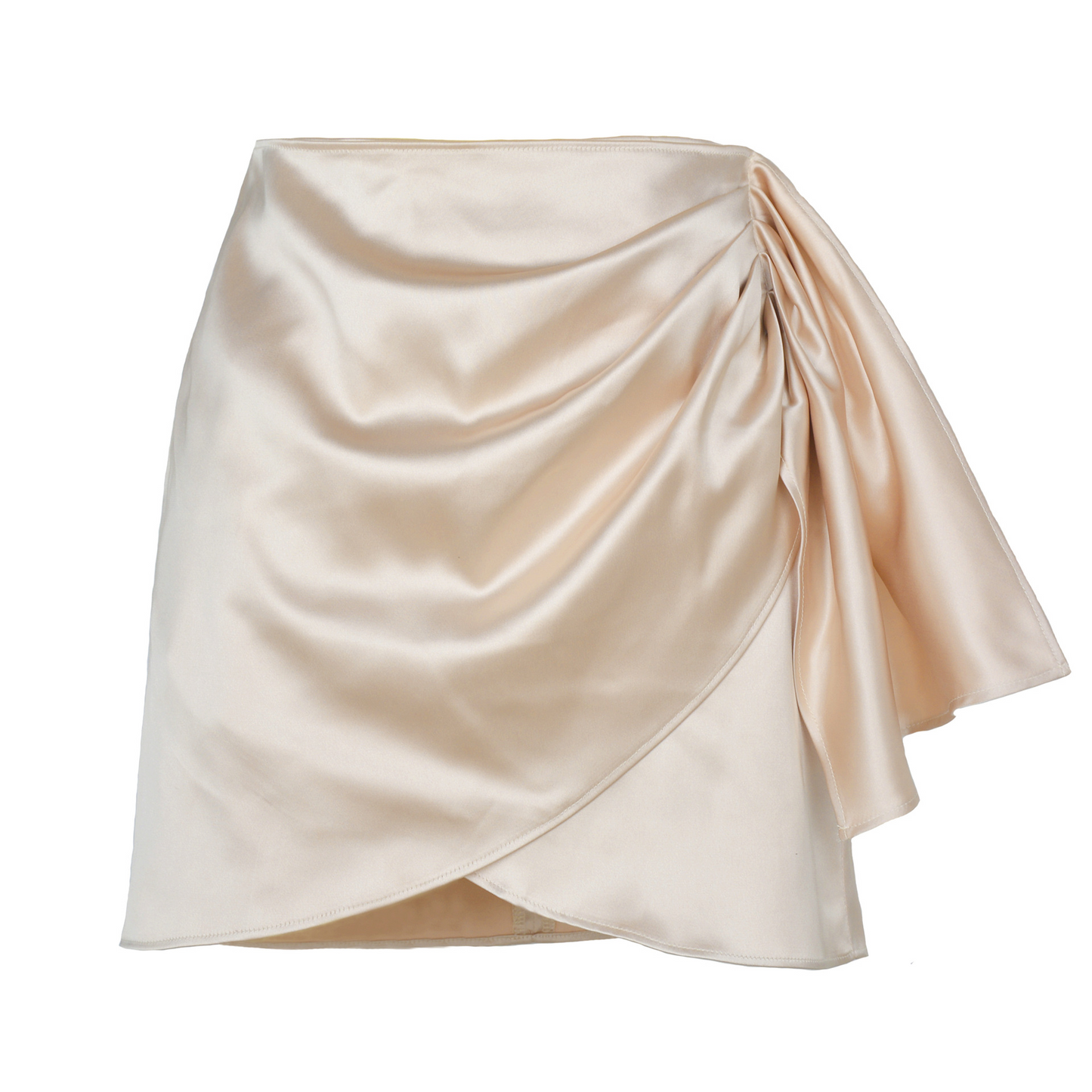 Satin Pleated Mini Skirt with Side Sash Castello Clothing Line