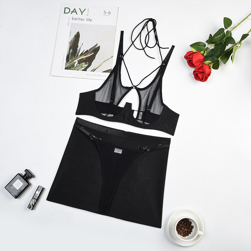 Sheer Lace Up Lingerie Set Castello Clothing Line