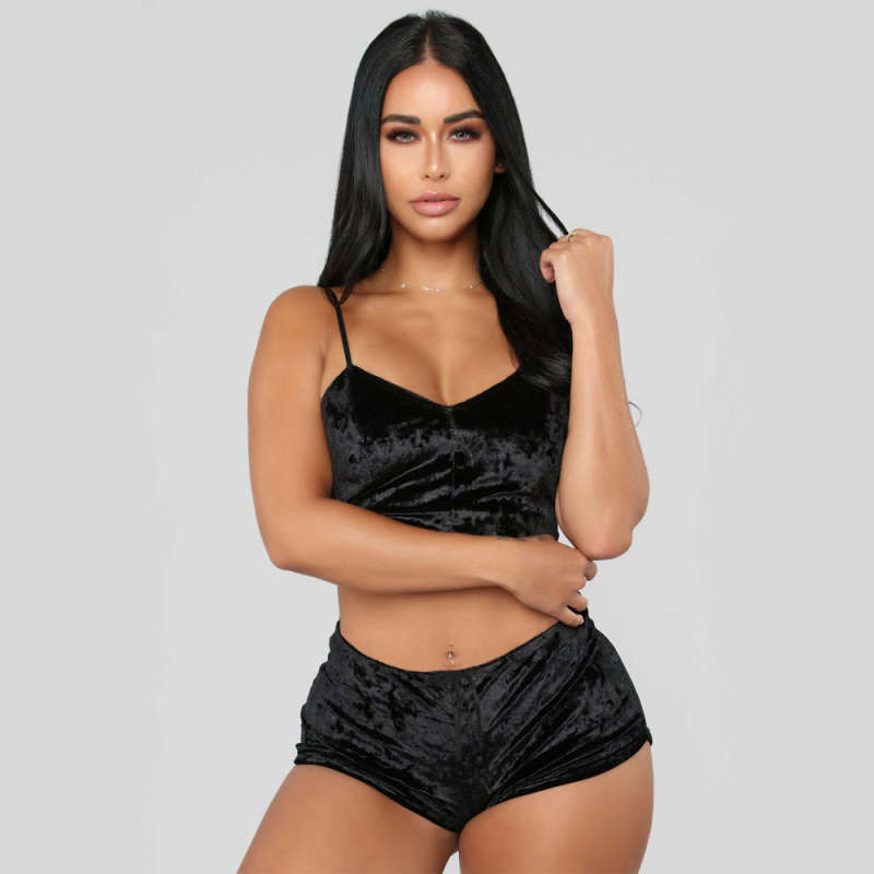 Velvet Seduction Lounge Bralette and Shorts Set Castello Clothing Line