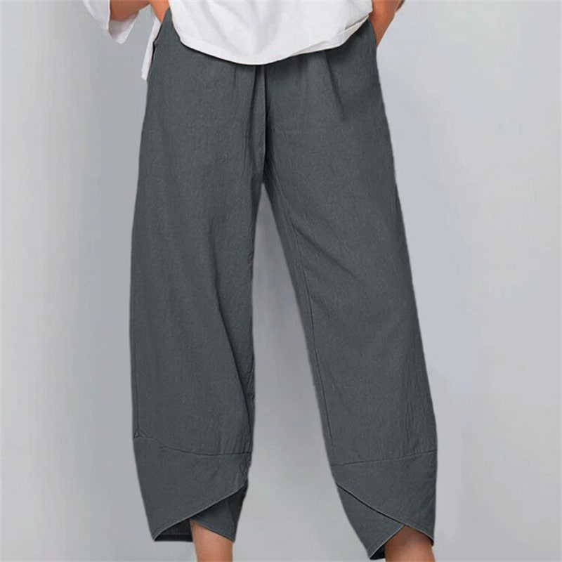 Clara High-Waisted Wide-Leg Cropped Linen Pants Castello Clothing Line