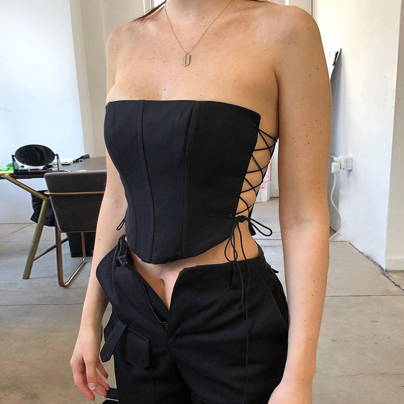Lace-Up Temptation Strapless Corset Top Castello Clothing Line