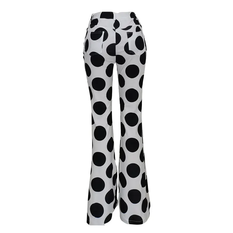 Valentina High-Waisted Polka Dot Flared Pants Castello Clothing Line