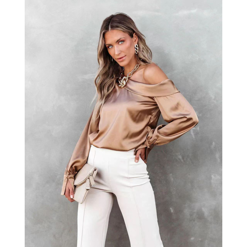 Golden Hour One-Shoulder Satin Top Castello Clothing Line