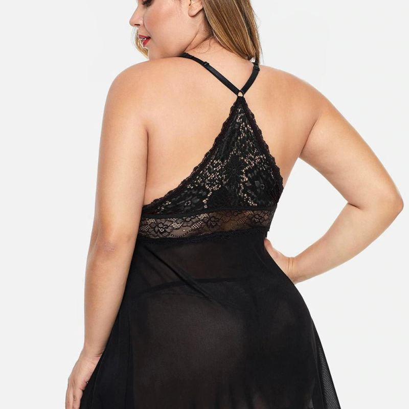 Sheer Mesh Halter Neck Lingerie Set Castello Clothing Line