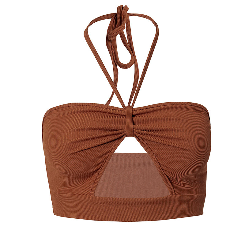 Tied and Teased Cut-Out Halter Top Castello Clothing Line