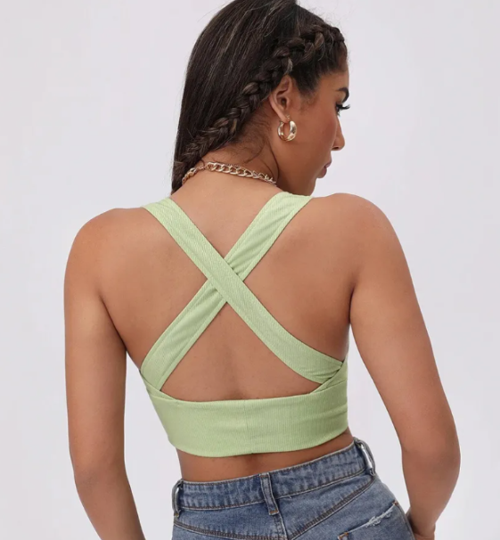 Vibe Check Plunge Ribbed Crop Top  Castello Clothing Line   