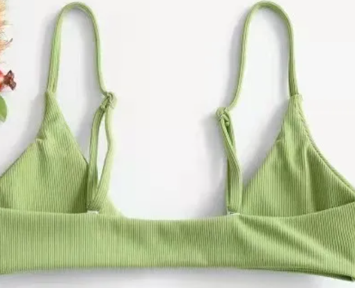 Zial Ribbed Ring Front Bralette High Leg Bikini Set Castello Clothing Line