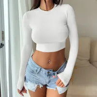 Second Skin Long Sleeve Crop Top  Castello Clothing Line   