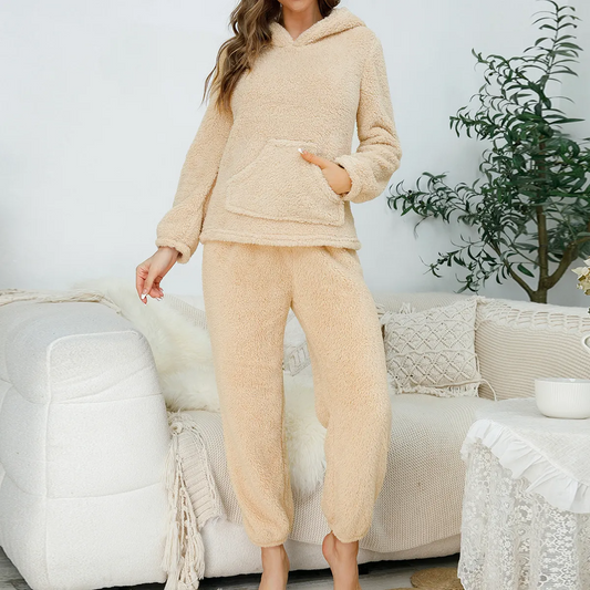 Cozy Haven Sherpa Hoodie and Jogger Lounge Set  Castello Clothing Line   