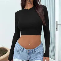 Second Skin Long Sleeve Crop Top  Castello Clothing Line   