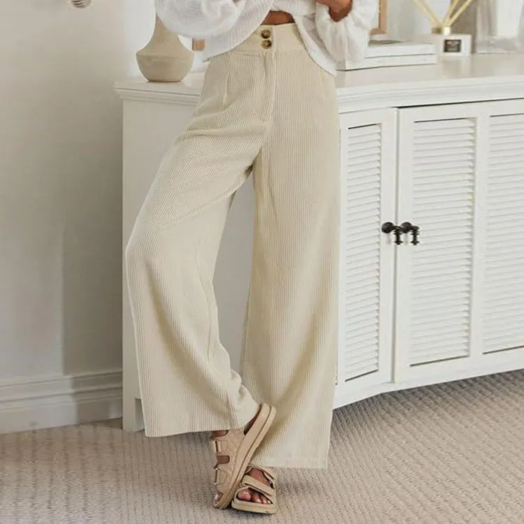 Enigma High-Rise Wide Leg Corduroy Pants women pants Castello Clothing Line