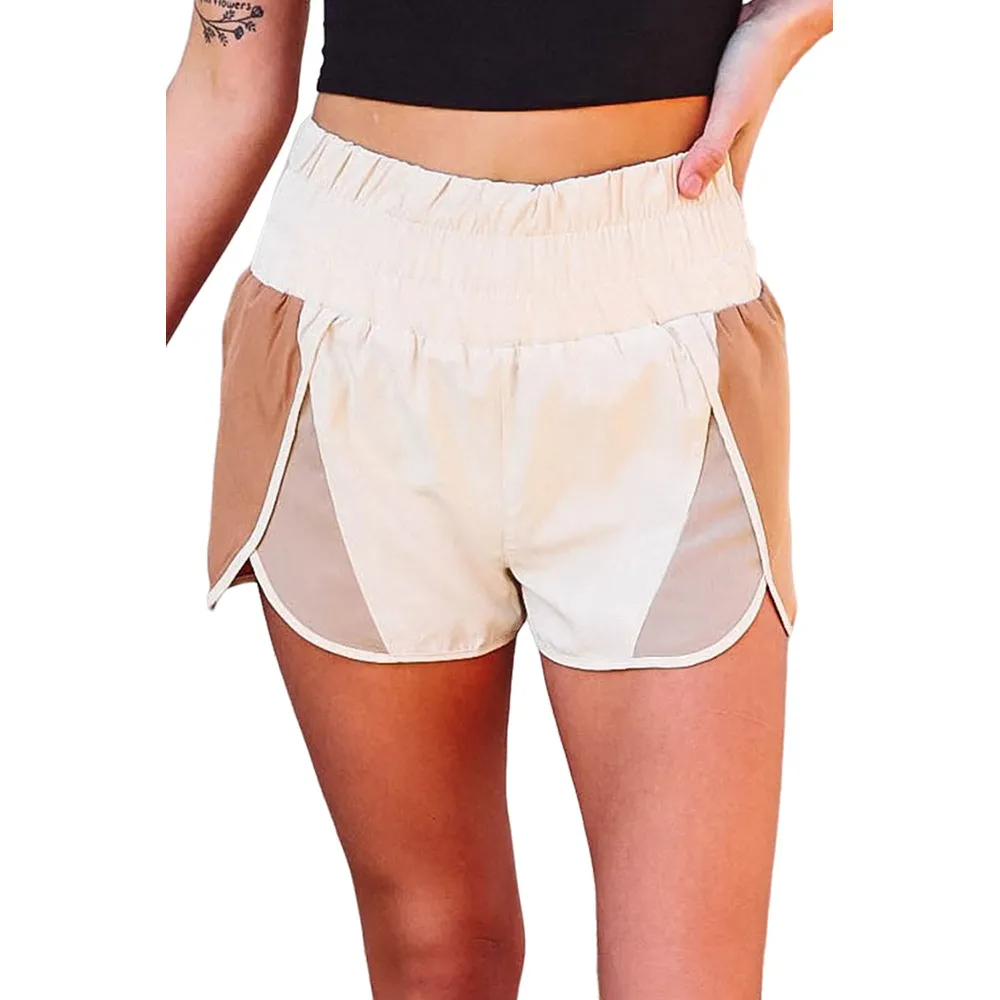Doodle High-Waist Contrast Split Running Shorts workout shorts Castello Clothing Line