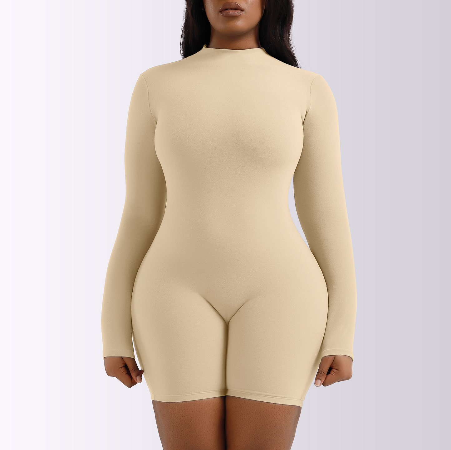 Curve Couture Long Sleeve Fitted Romper  Castello Clothing Line   