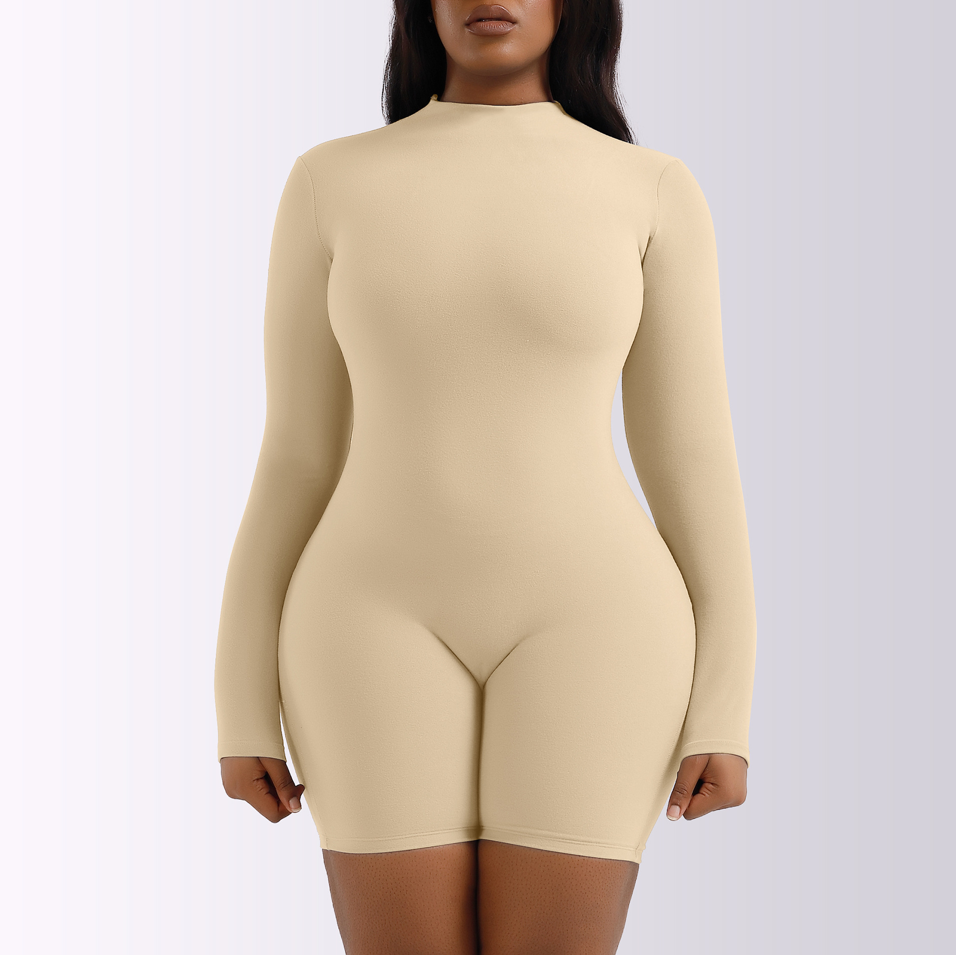 Curve Couture Long Sleeve Fitted Romper  Castello Clothing Line   