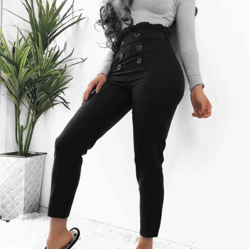 Freya High-Waisted Double-Breasted Tapered Pants Castello Clothing Line